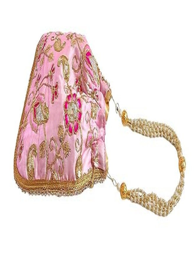 داتشيس حقيبة بوتلي نسائية من دوقة، مزينة بنقوش زهرية وردية اللون مع شرابة (عبوة من 3 قطع) - Image 3